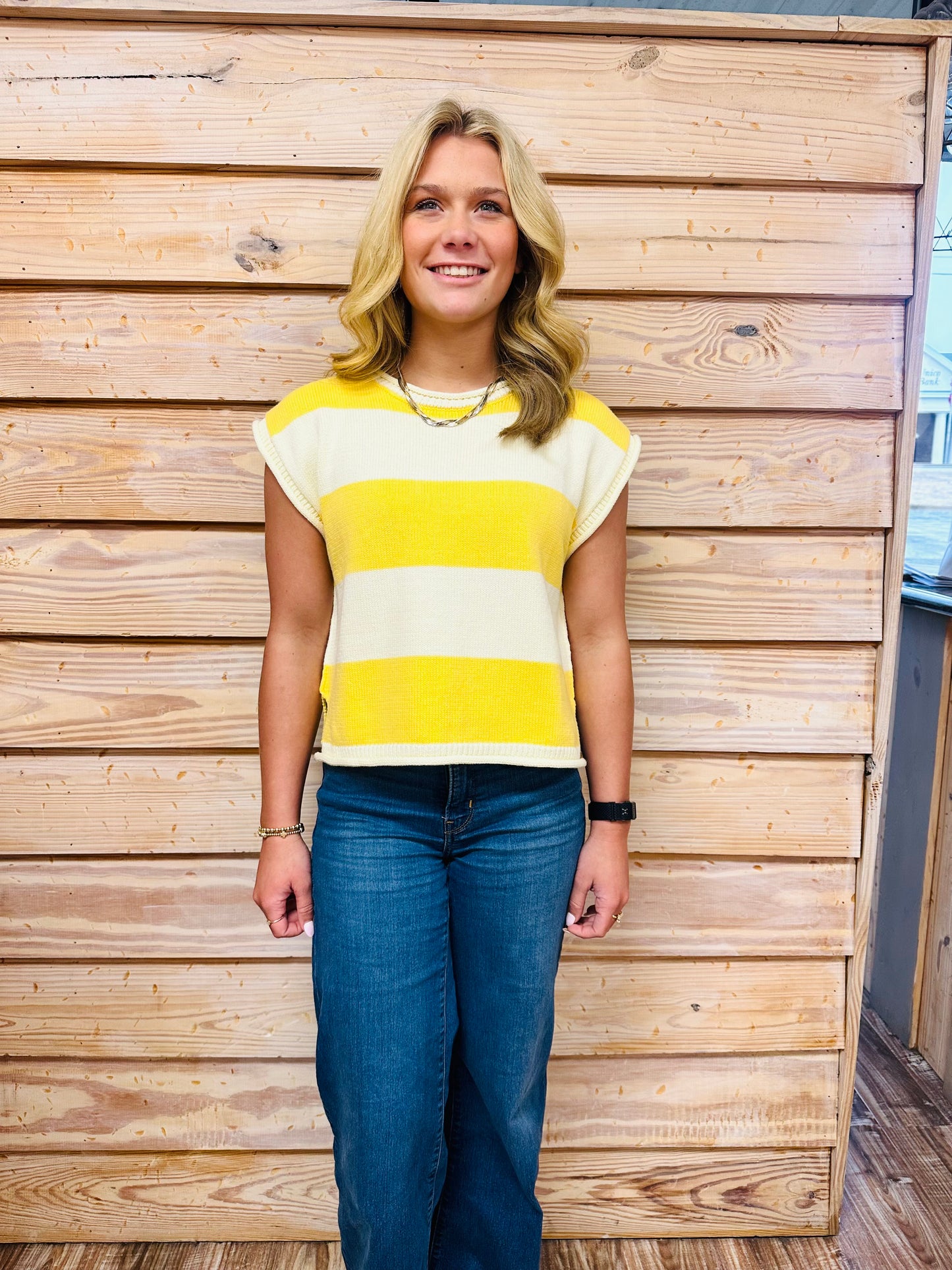 Lemon Stripe Knit Top