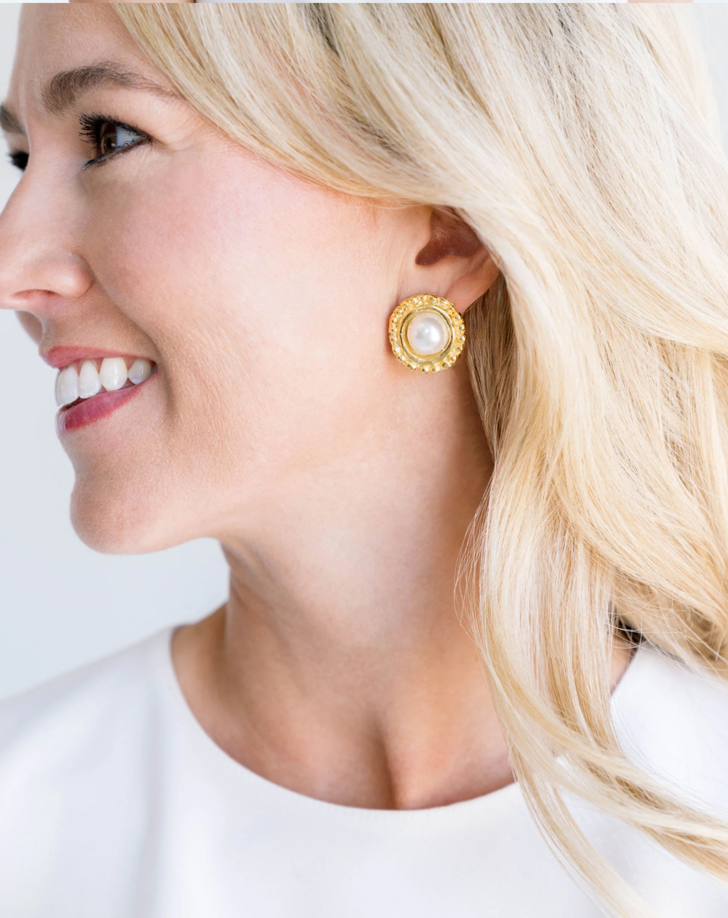 Gold with Coin Pearl Pierced Earrings