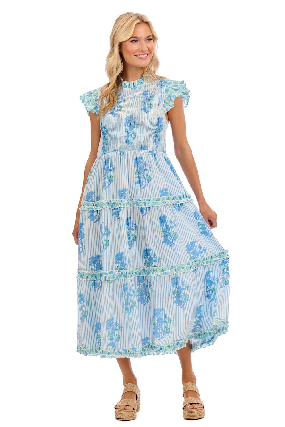 Floral Perin Smocked Midi Dress
