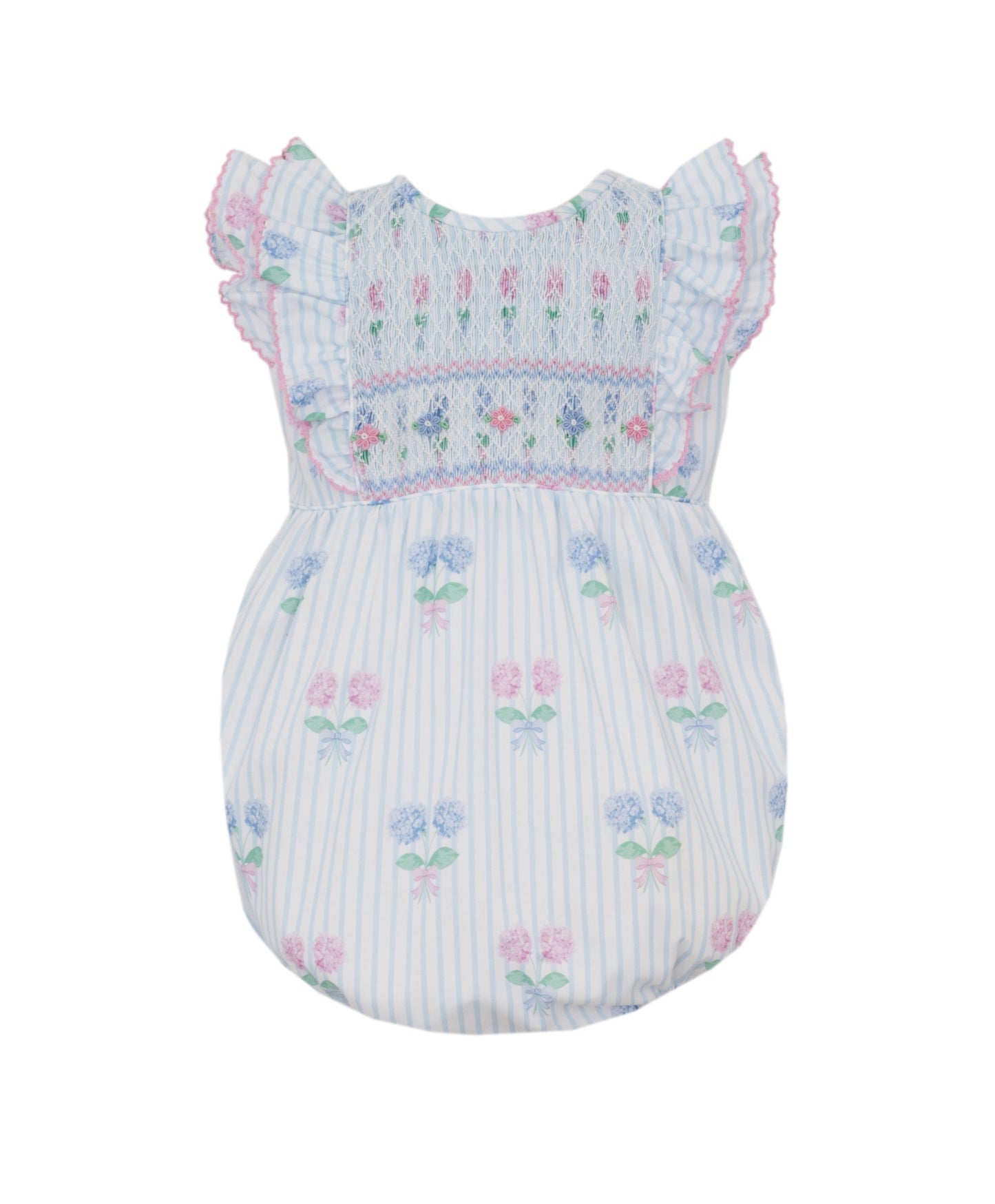 Francesca-Hydrangea Blue & Pink Floral Bubble W Ruffles