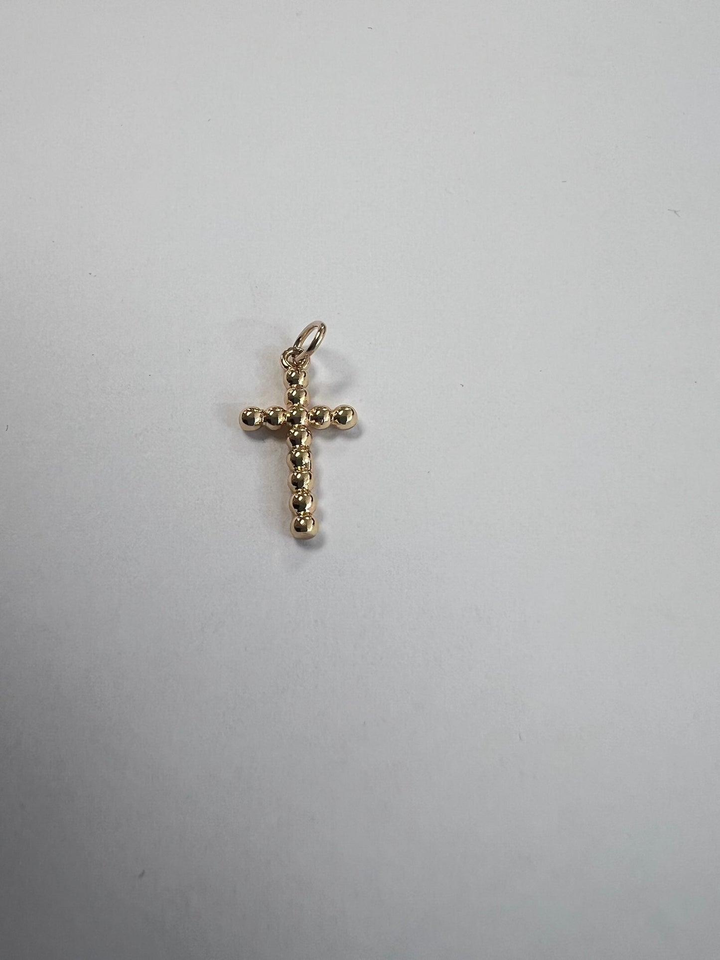 Large Beaded Cross Charm Gold