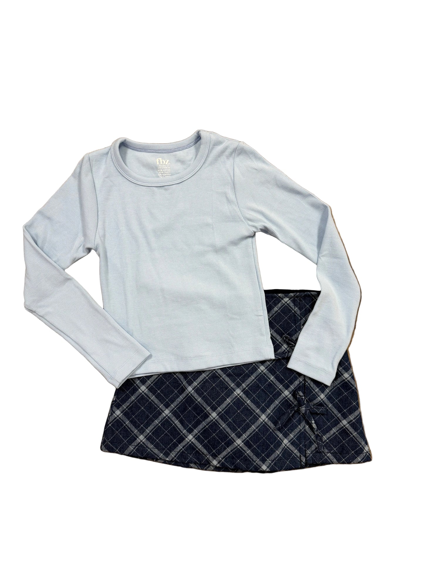Light Blue Ribbed LS Tee