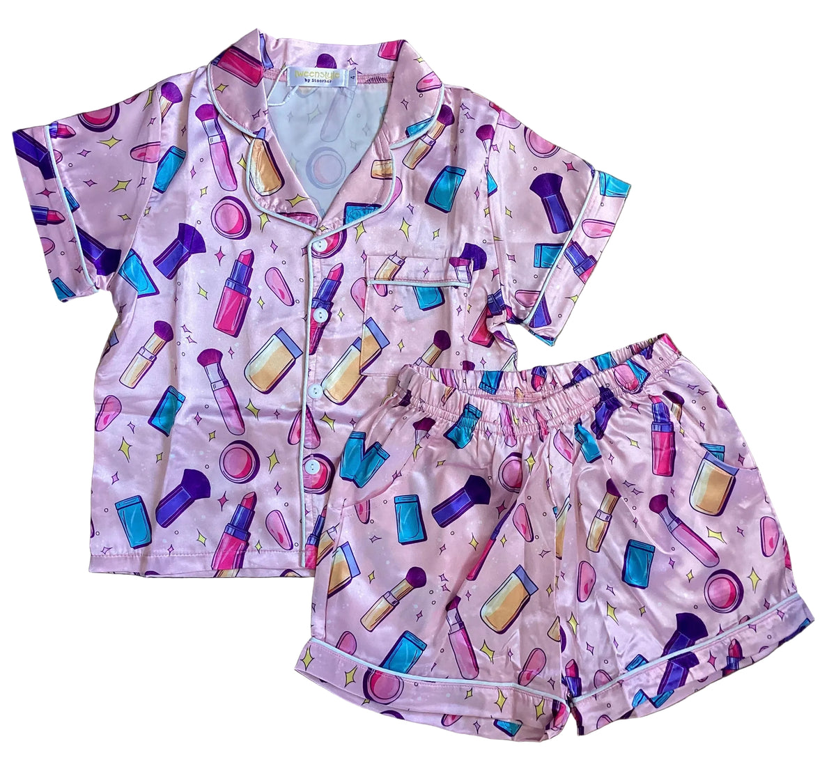 Satin Loungewear Set-Lipstick & Blush