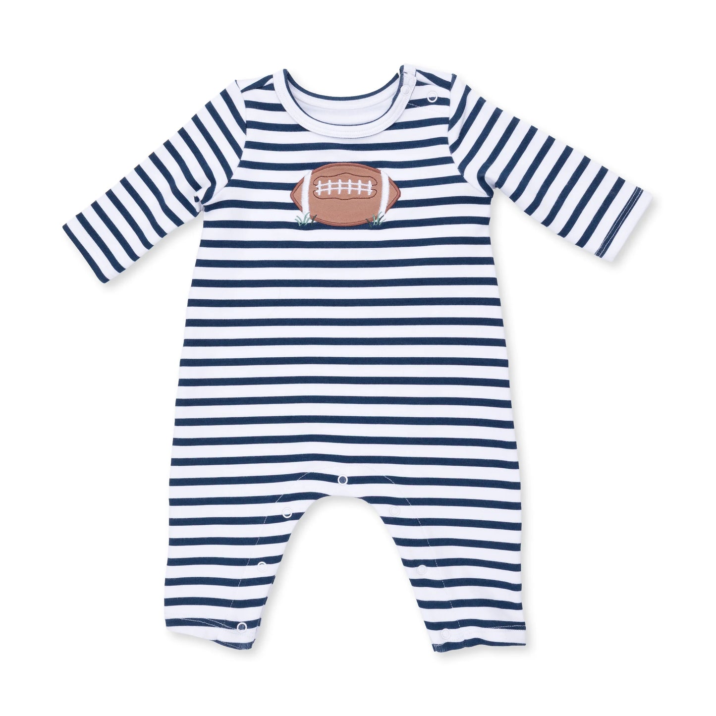 Navy Football Snap Shoulder Romper