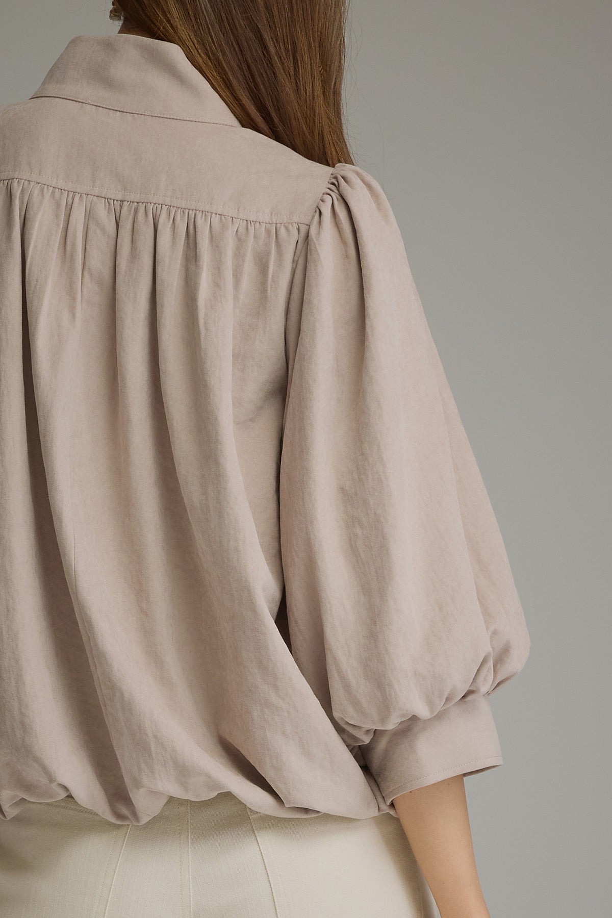 Balloon Sleeve Top - Taupe
