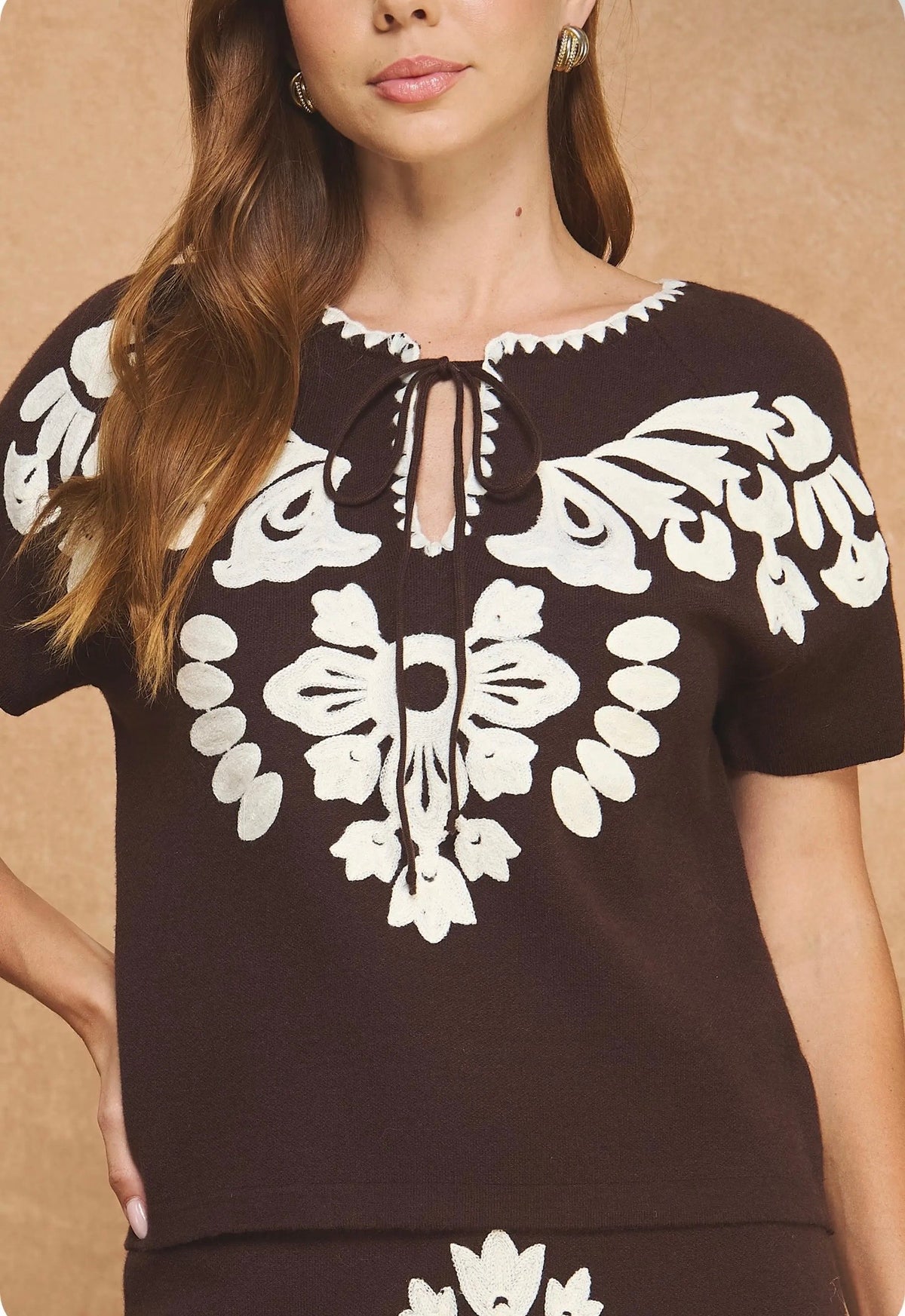 Chocolate Embroider Skirt Set