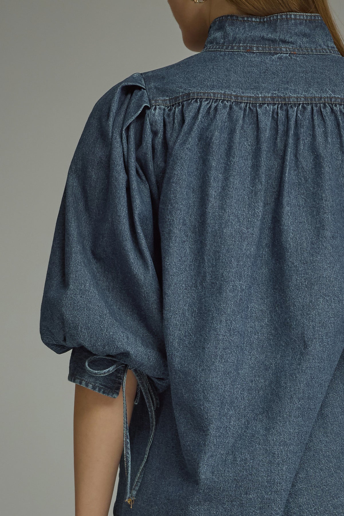 Denim Sleeve Tie Top