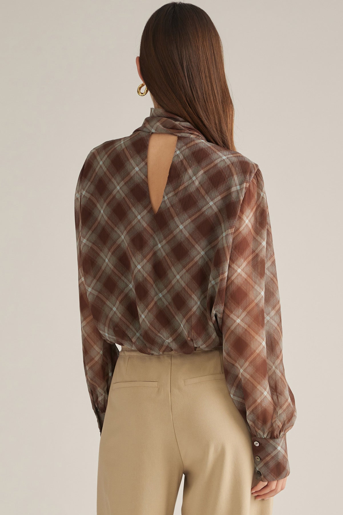 Plaid High Neck Top
