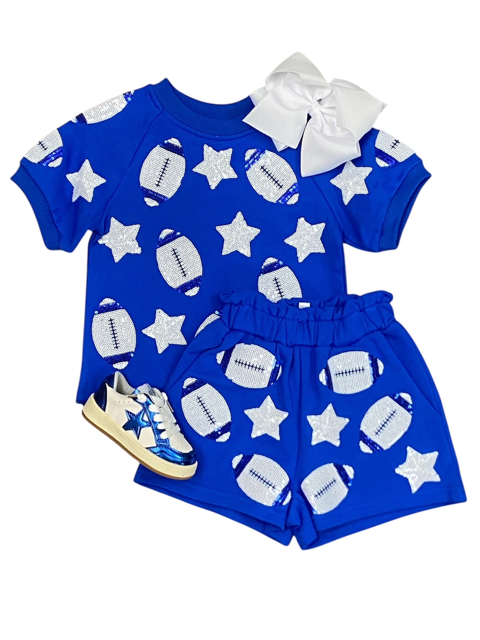 Spotted Print Footie Set-Pale Blue
