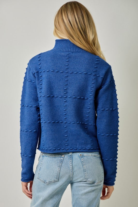 High Neck Pompom Sweater