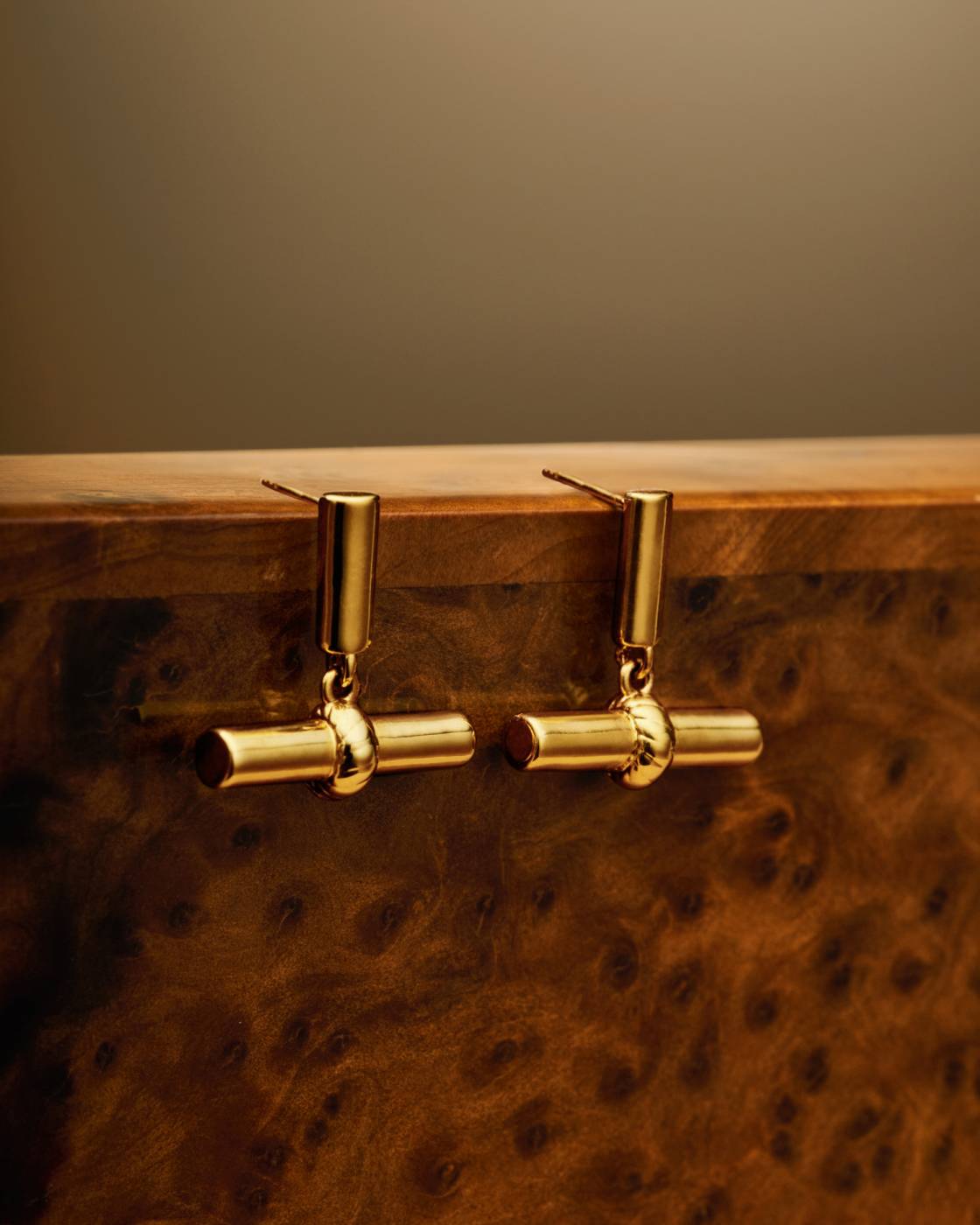 Themis Waterproof Gold T-Bar Earrings