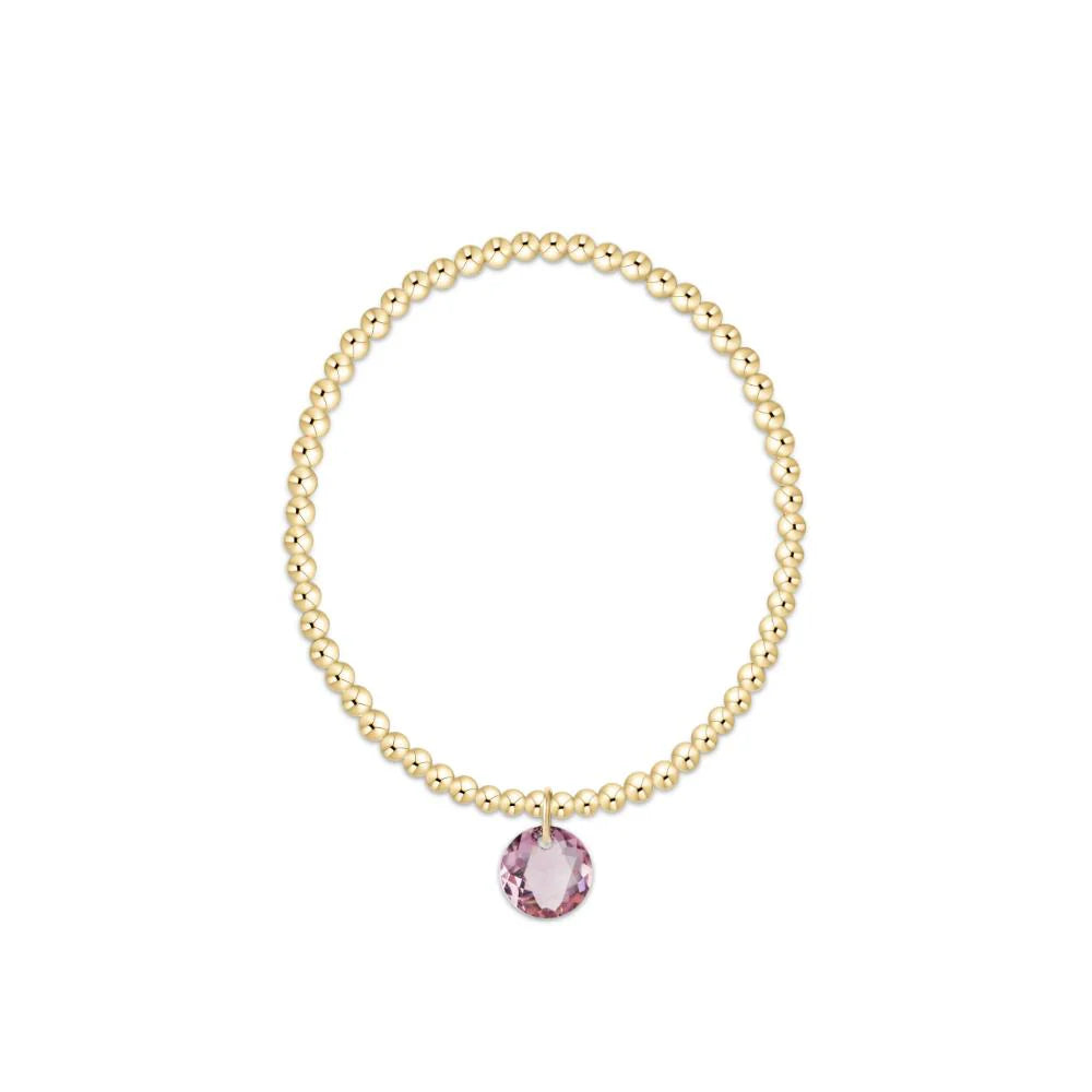 Classic Gold 3mm Bracelet - Reflection Charm February