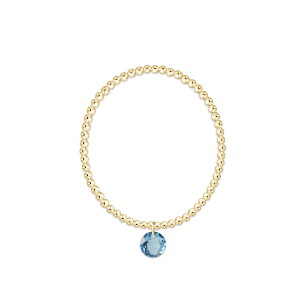 Classic Gold 3mm Bracelet - Reflection Charm March
