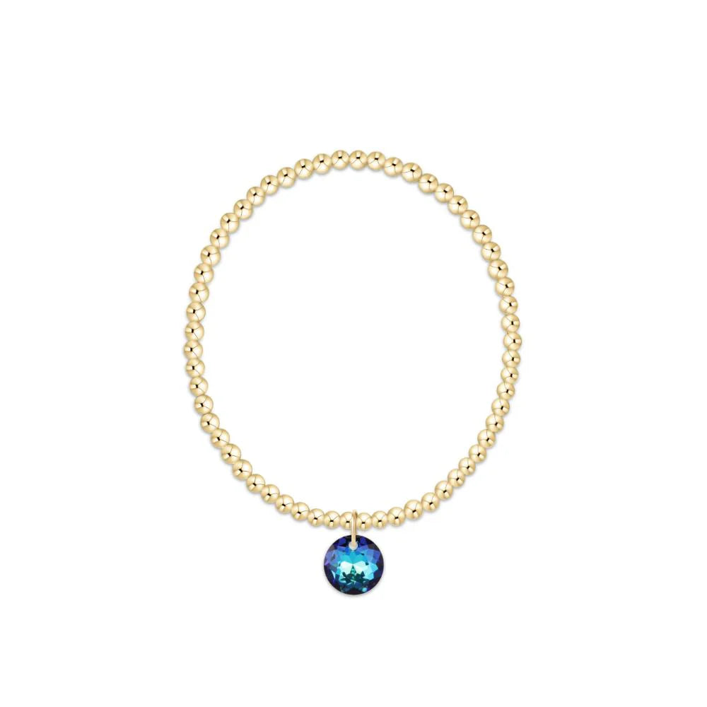 Classic Gold 3mm Bracelet - Reflection Charm December