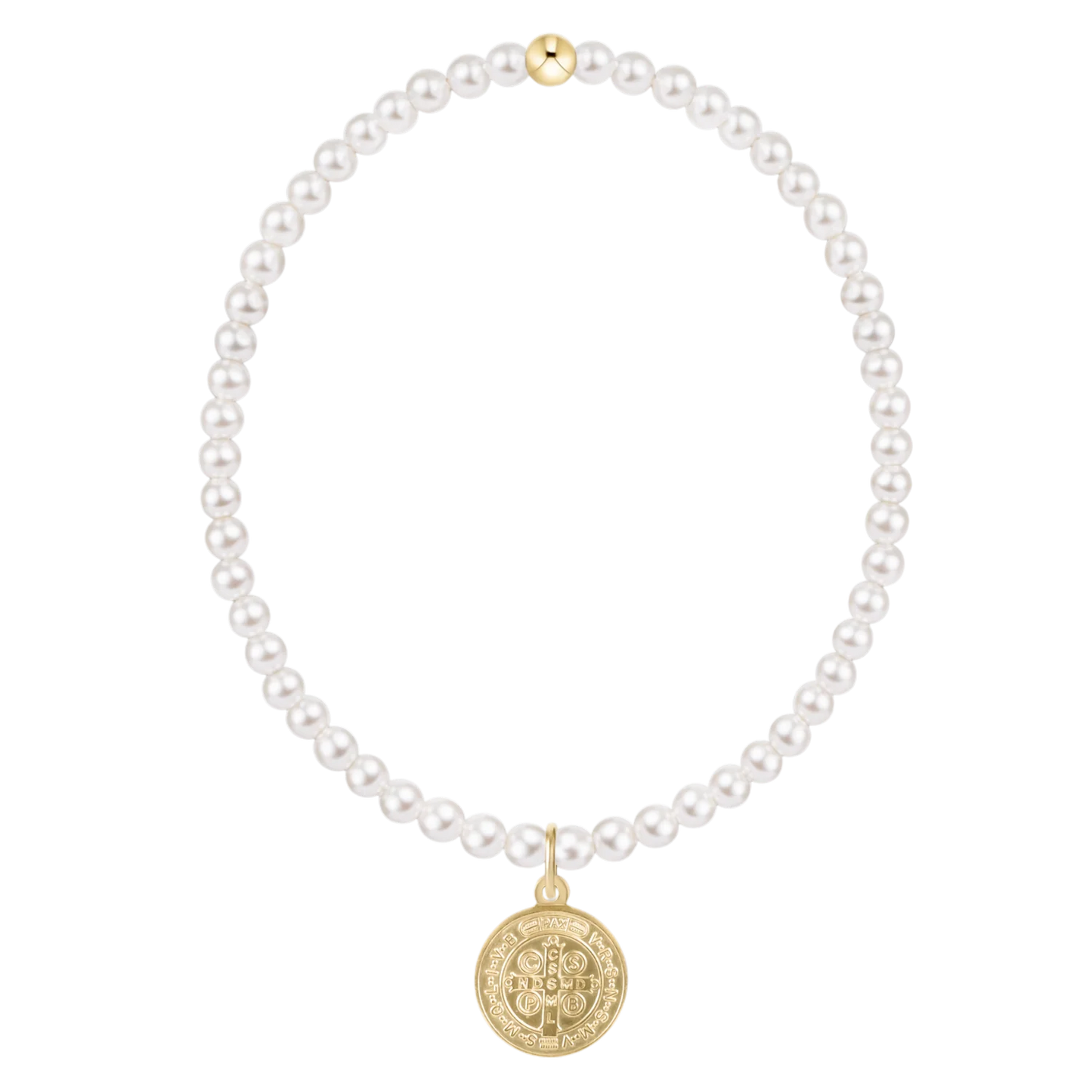 Classic Pearl 3mm Bracelet - Blessing Gold Disc