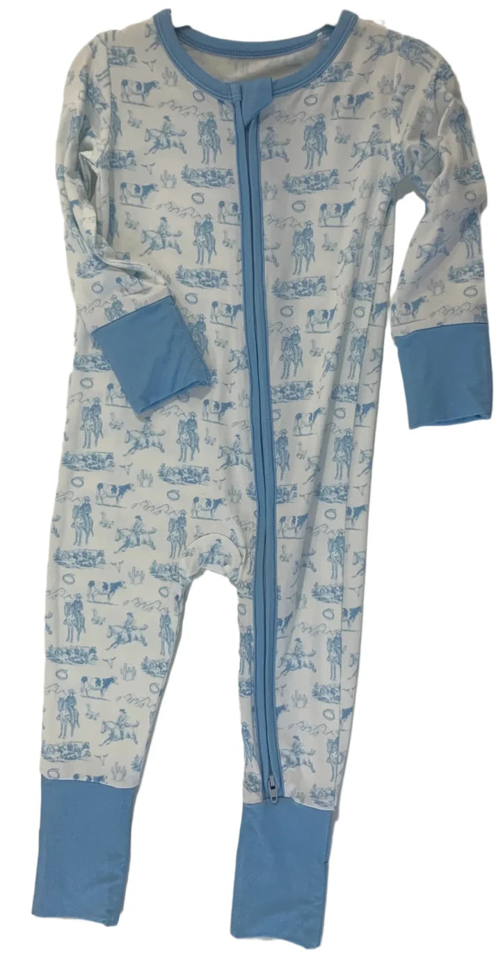 Blue Western Convertible Footie