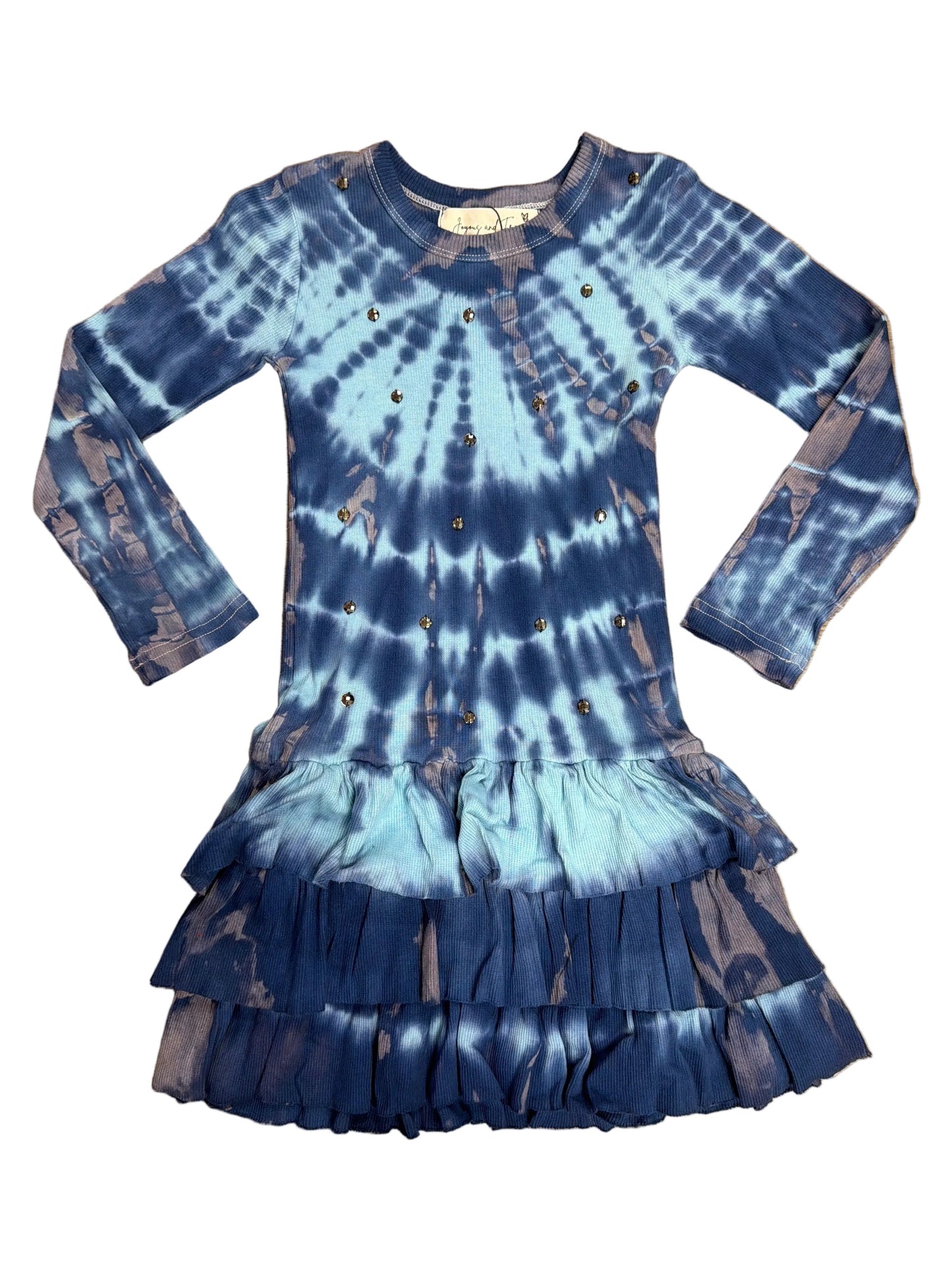 Blue Tie Dye Rhinestone Lexi Dress