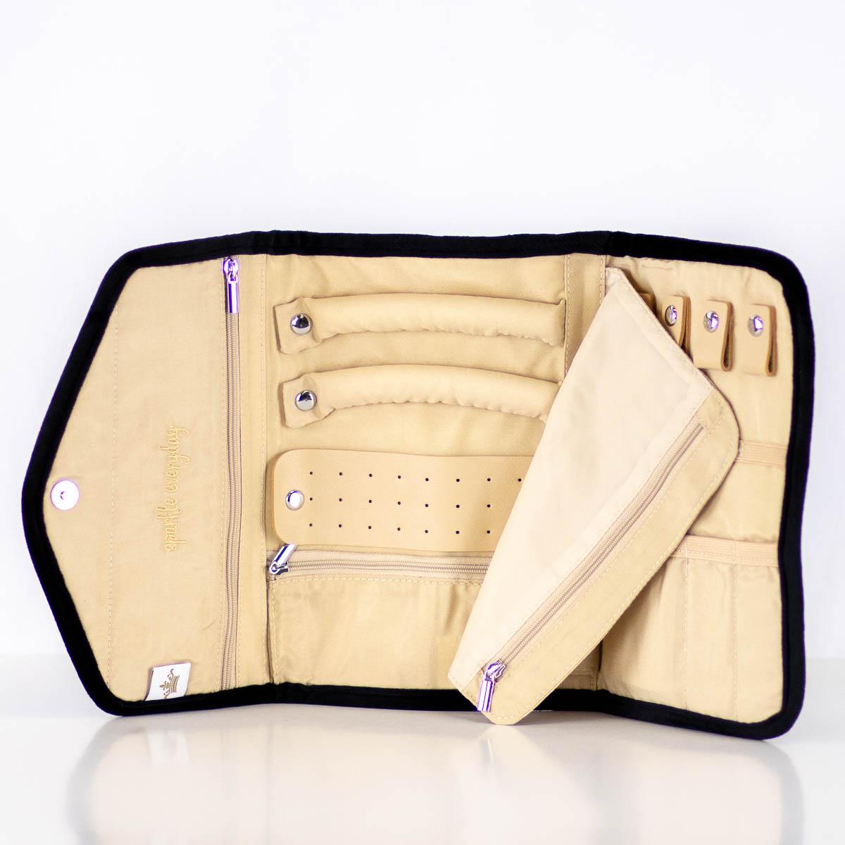 Quilted Jewelry Clutch In Black