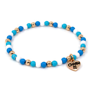 Gold/Blue Stretch Bead Bracelet