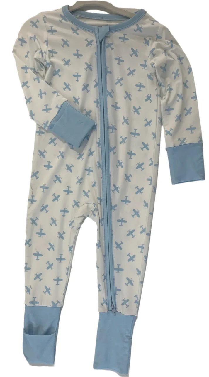Blue Airplane Convertible Footie