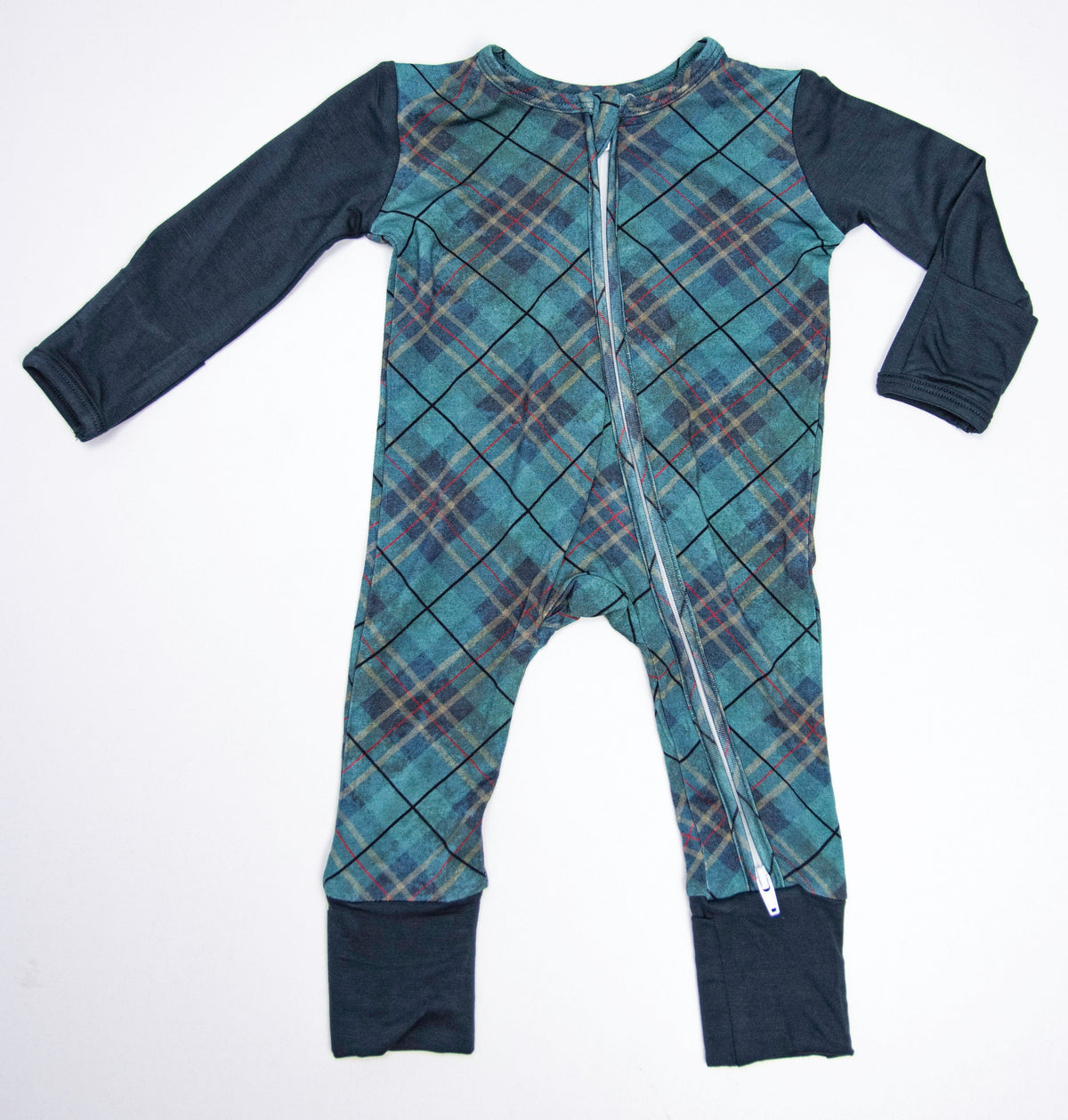 Preston Plaid Teal Footie