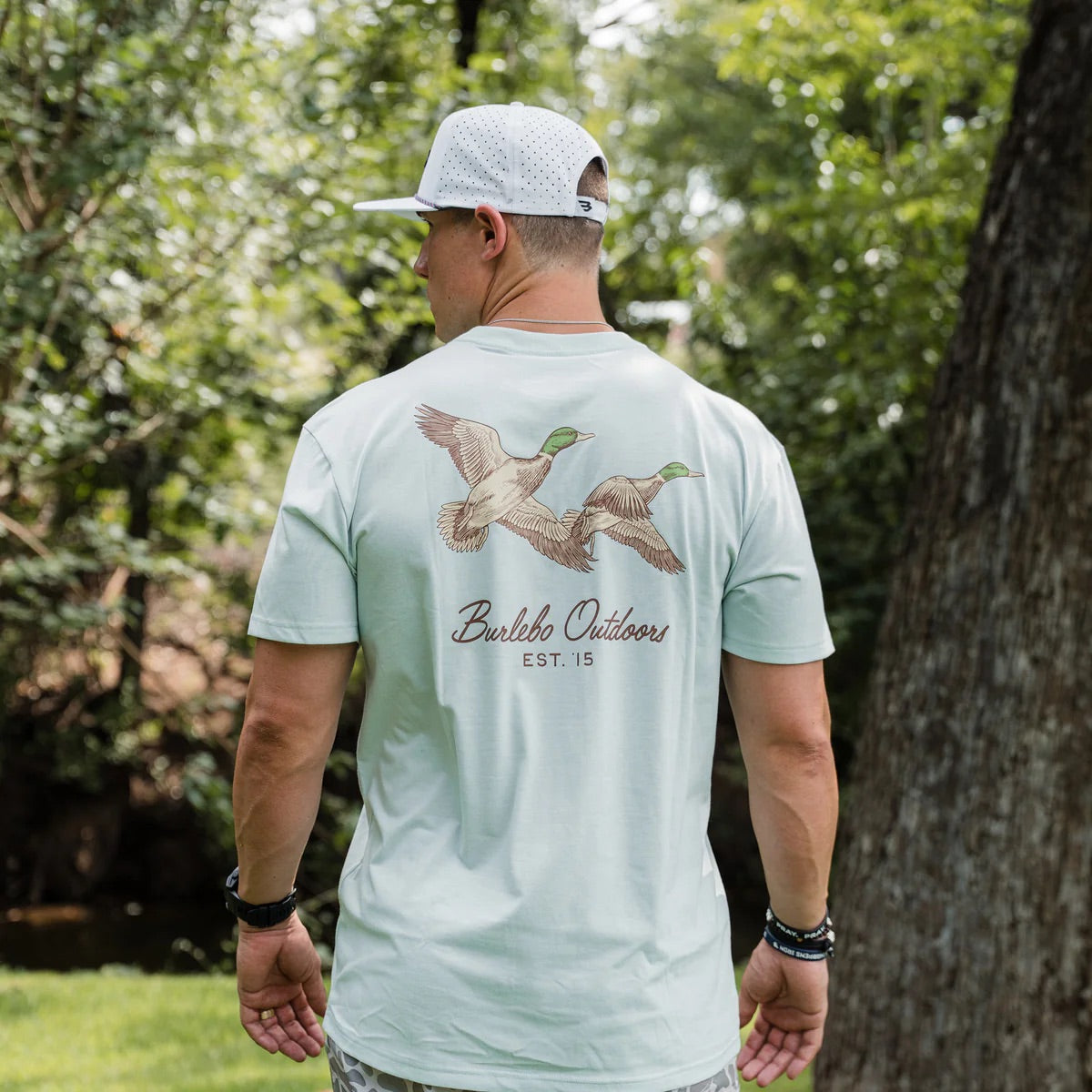 Short Sleeve Tee - Flying Mallards - Sky Blue Men