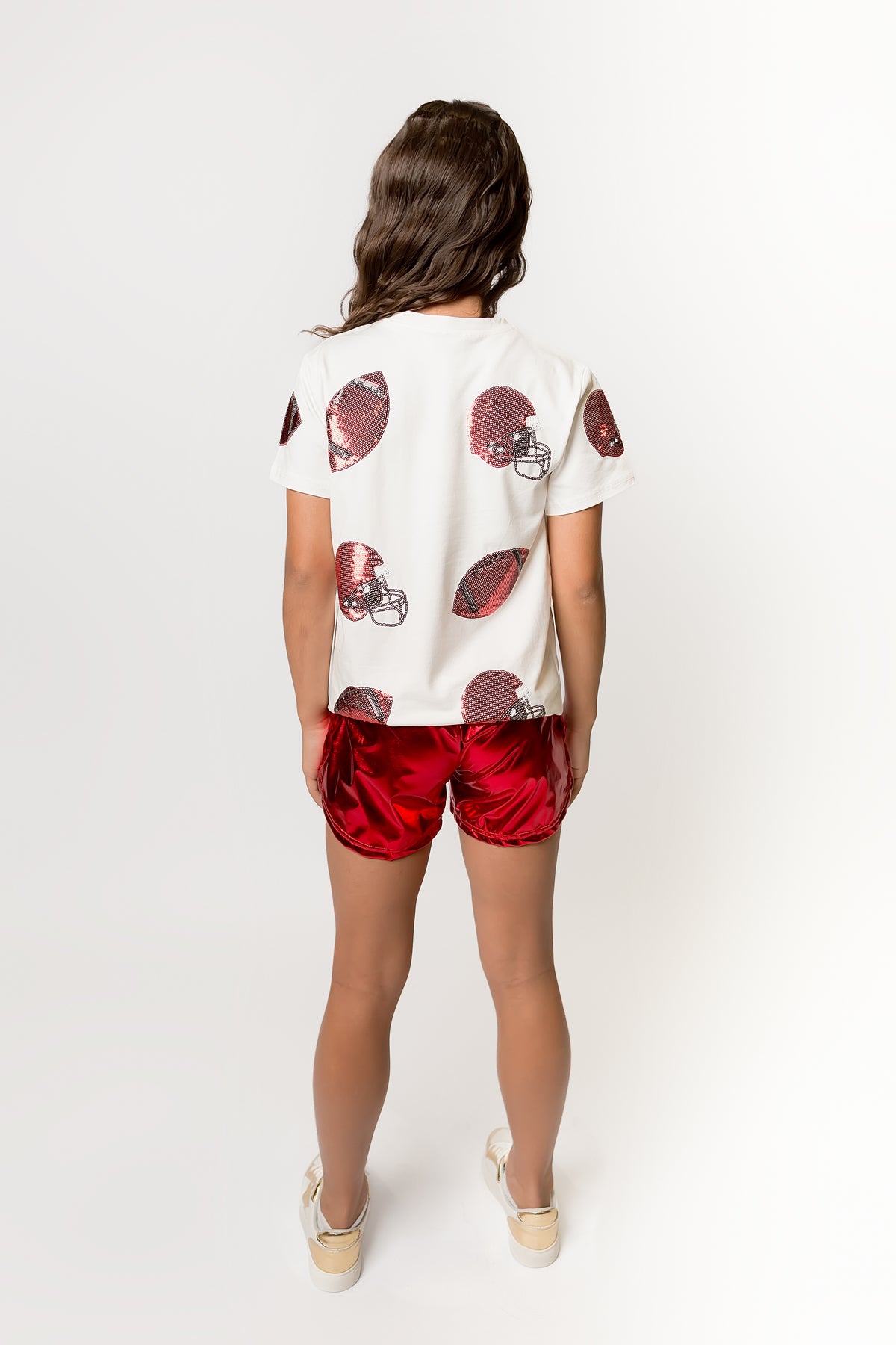 Red & Black Sequin Football Fever Tee