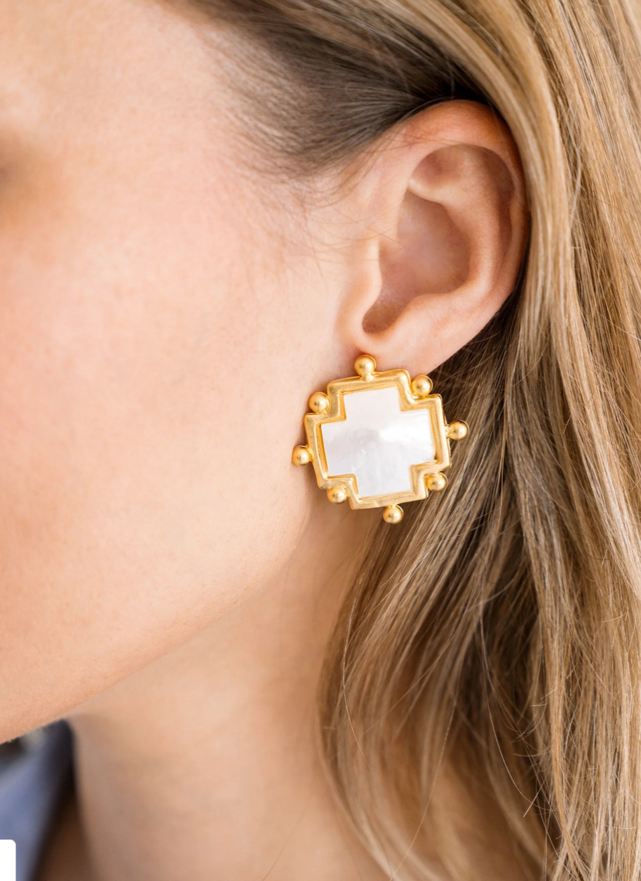 Mother of Pearl Cross Studs