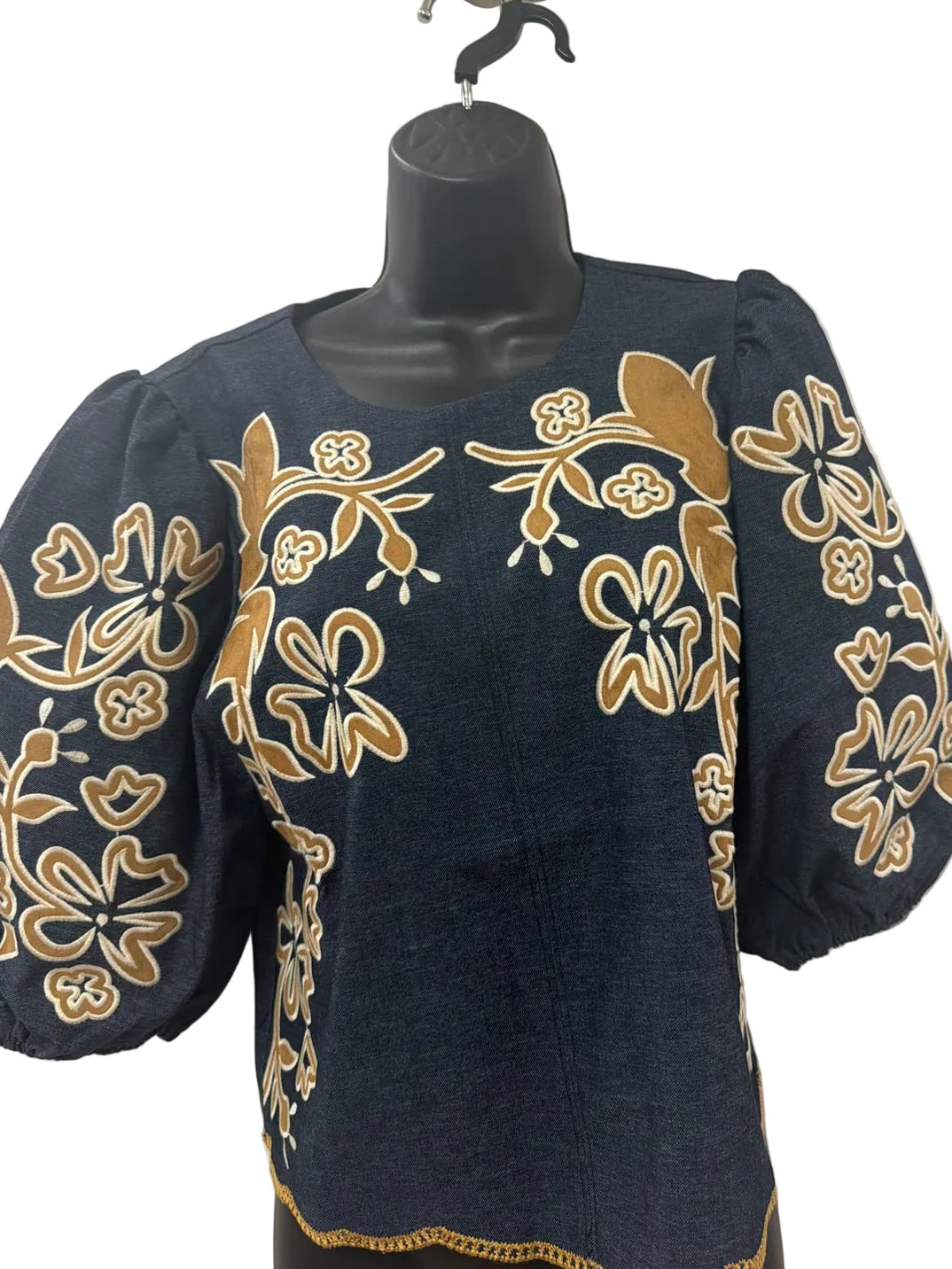 Dark Blue Embroidered Top