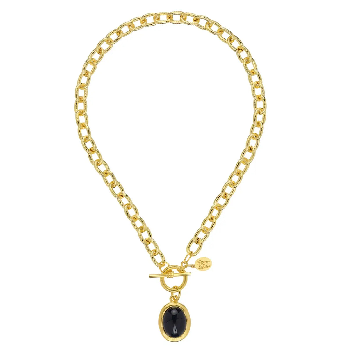 Black Onyx Cabochon Toggle Necklace