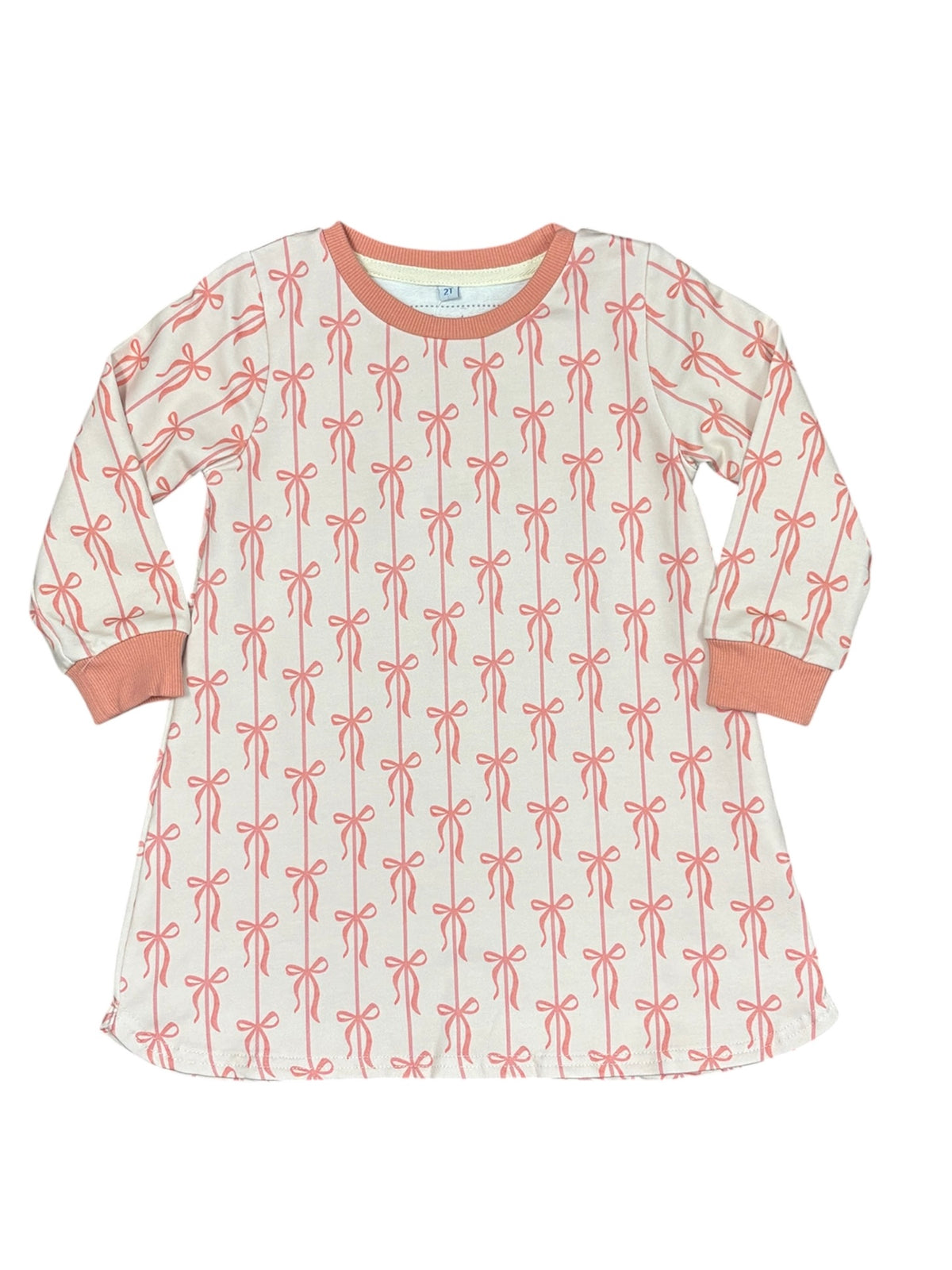 Peach Bows Sweatshirt Dress