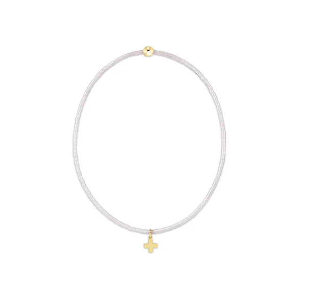 Hope Classic Silky White Bracelet - Signature Cross Small Gold Charm