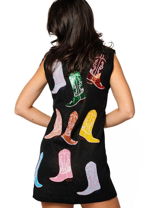 Multi Cowboy Boot Tank Dress