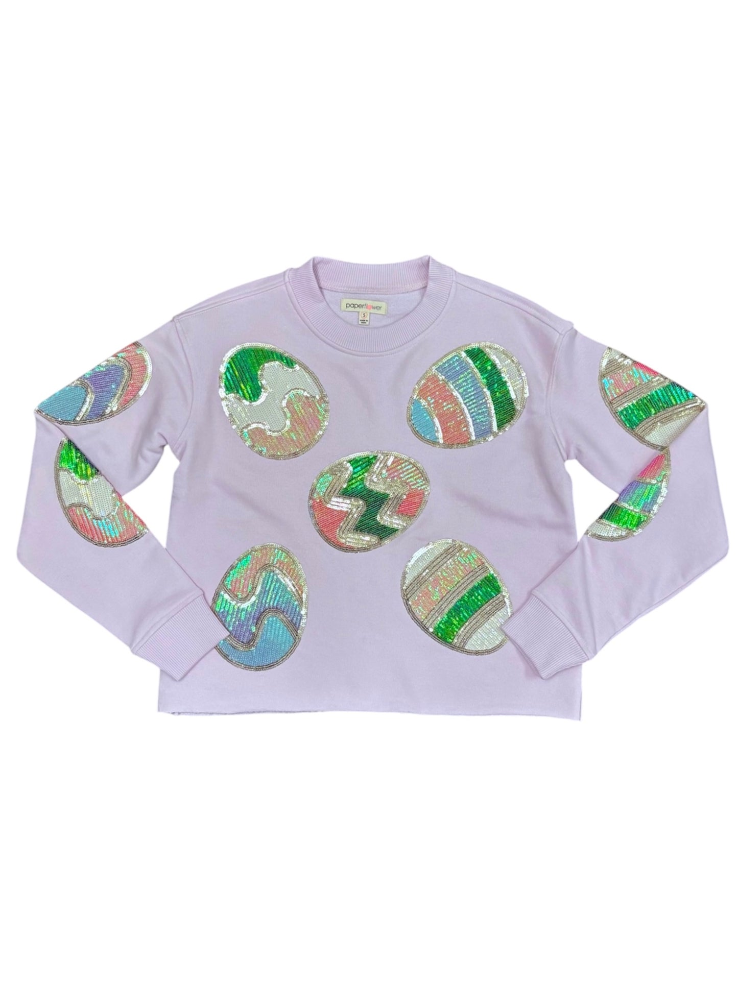 Sequin Easter Eggs Sweatshirt Lavender Fog