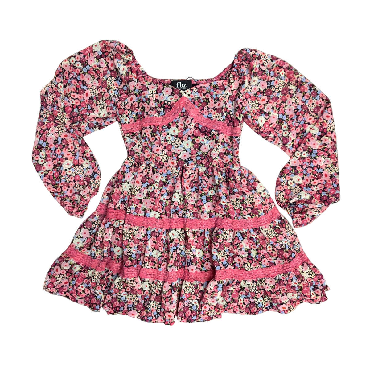 Burgundy Floral Chiffon Dress