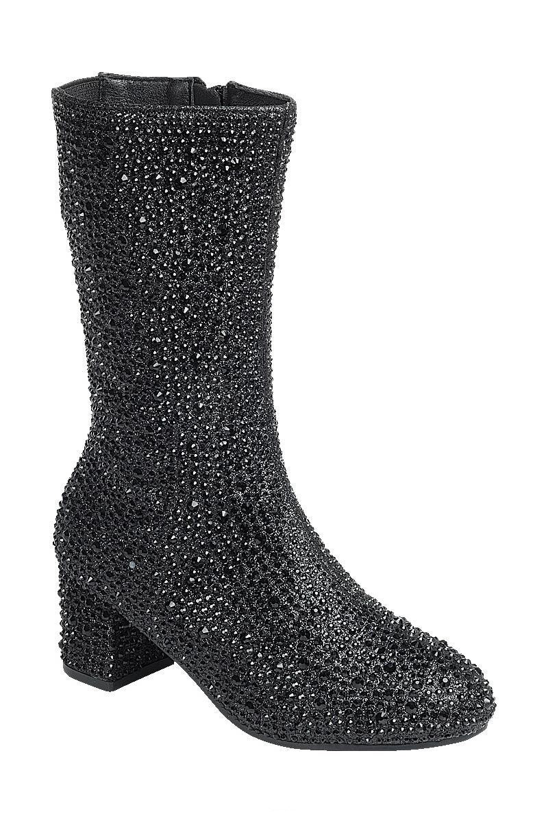 Black Rhinestone Boots- Tall Go Go