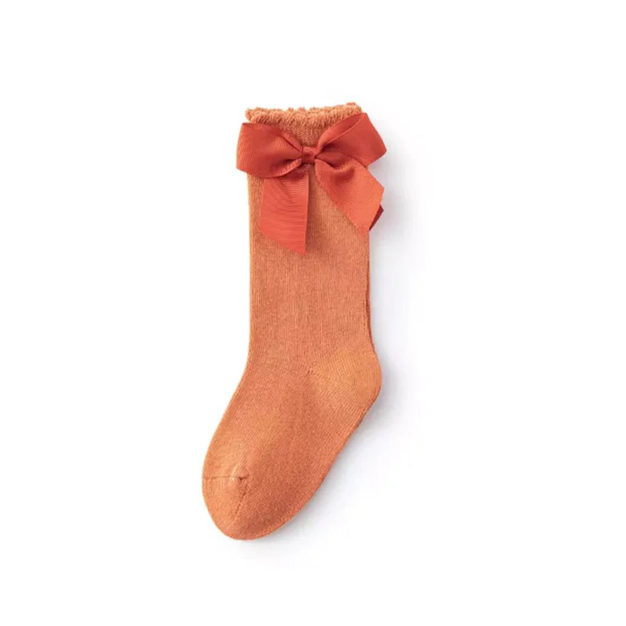 Orange Bow Knee Sock