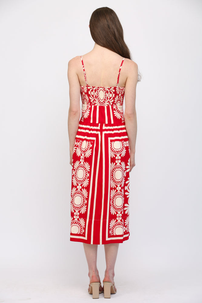 Red And Ivory Midi Dress