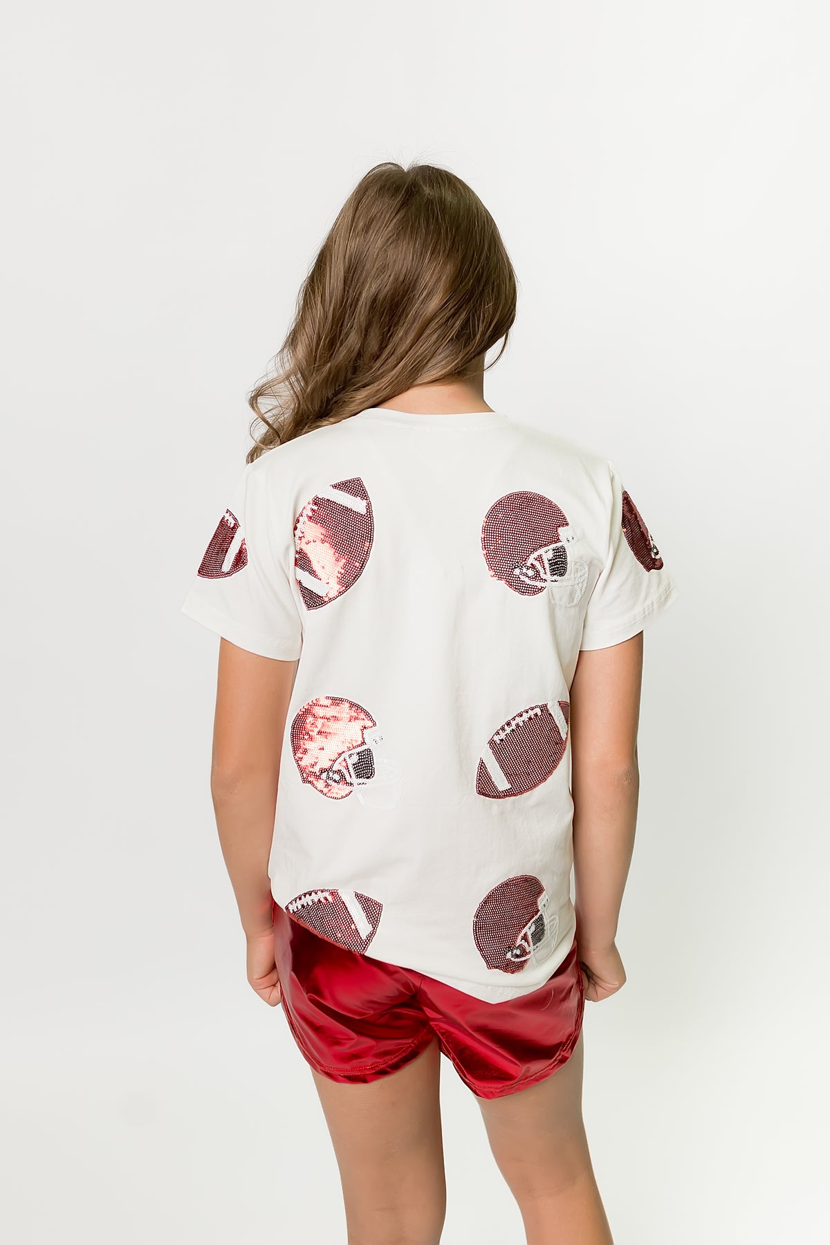 Red Sequin Football Fever Tee