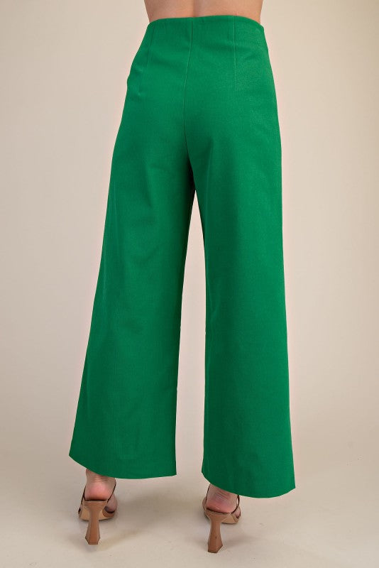 High Waist Wide Leg Pant - Green