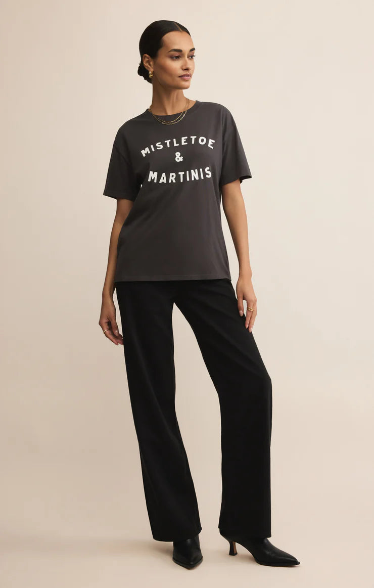Mistletoe Boyfriend Tee - Black Sand