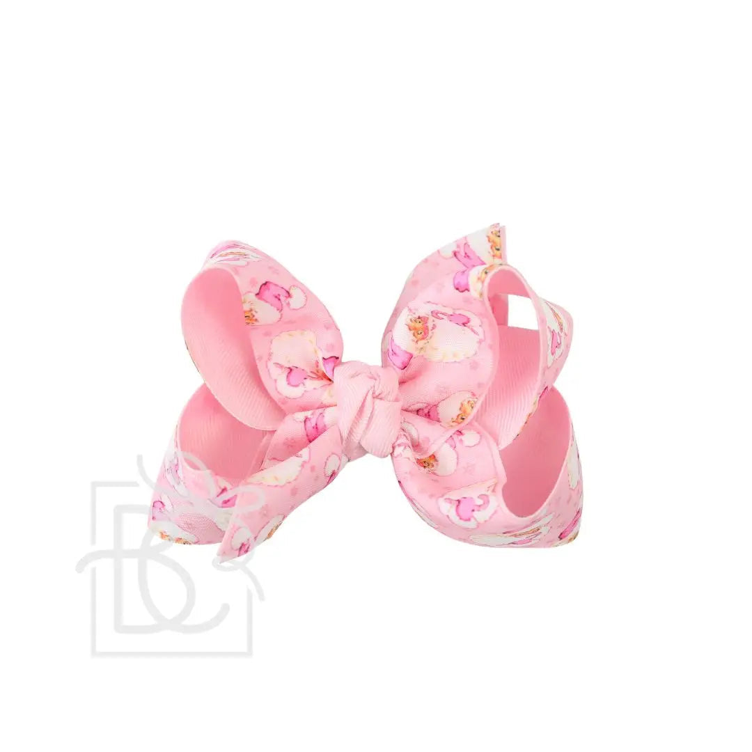 Layered Light Pink Santa Bow 1.5”