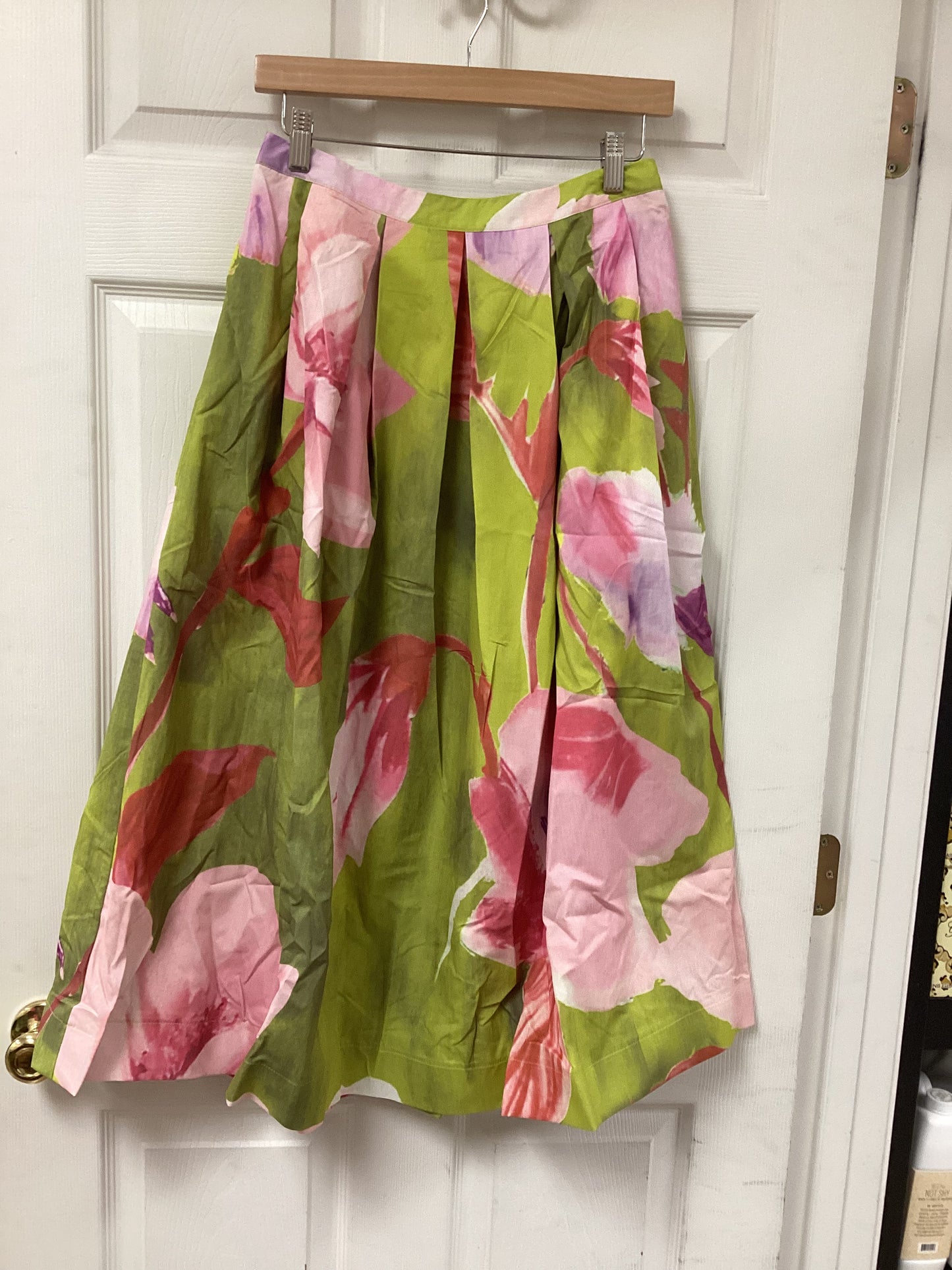 Pleated Flare Midi Skirt