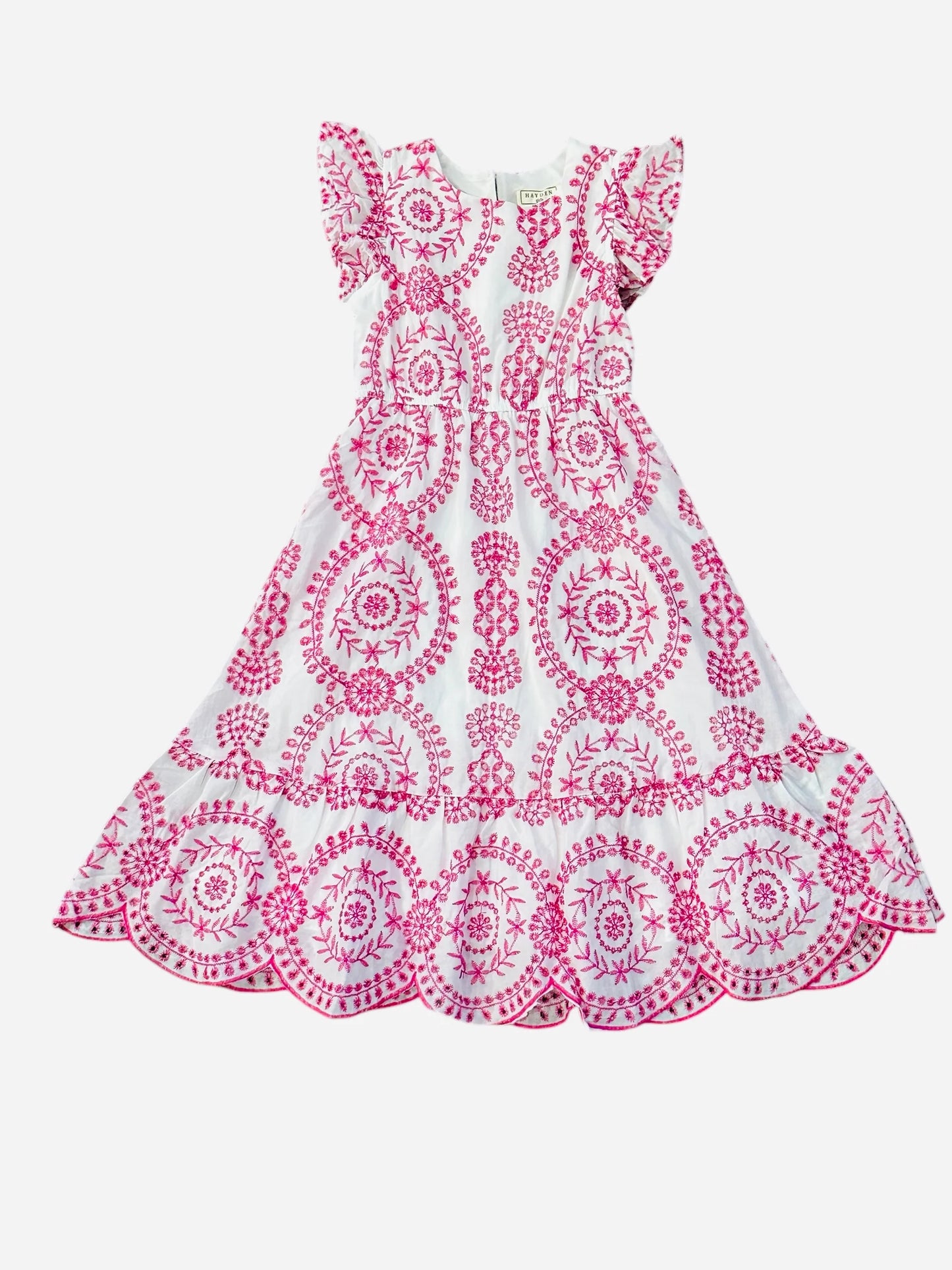 Pink Embroidered Midi Dress