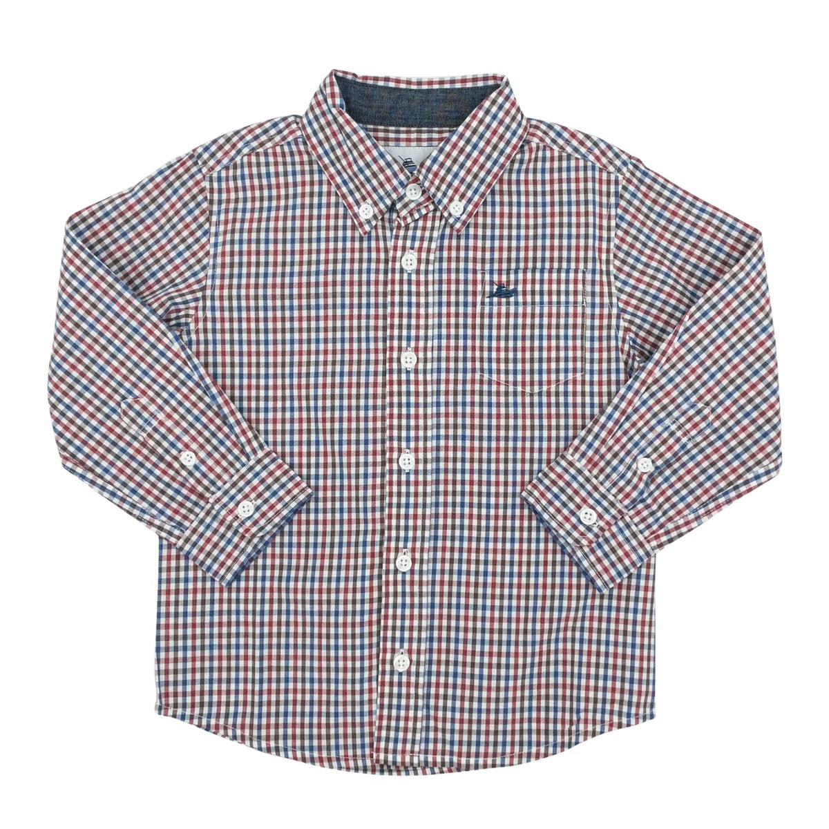Brown/Blue/Red Plaid Dress Shirt