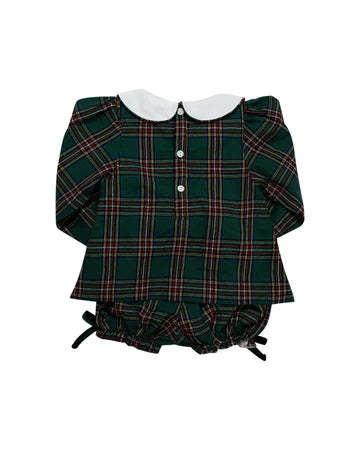 Green Christmas Tartan Bloomer Set