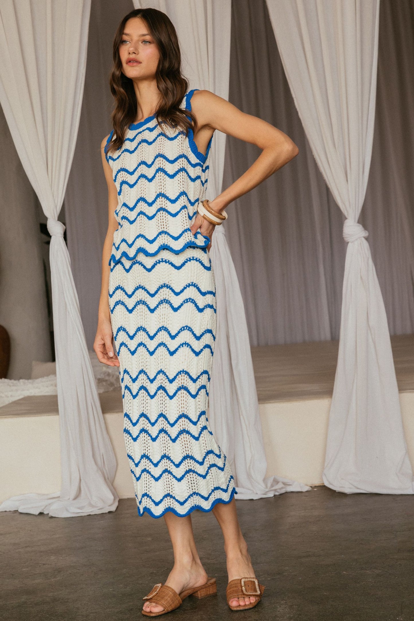 Blue Wave Scalloped Skirt