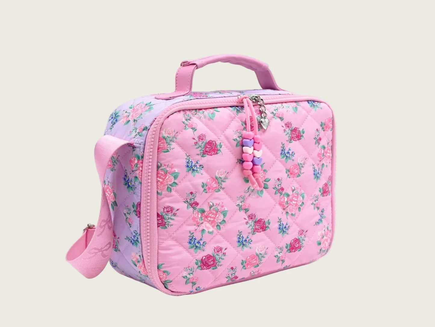 Floral Quilted Lunch Bag with Charm