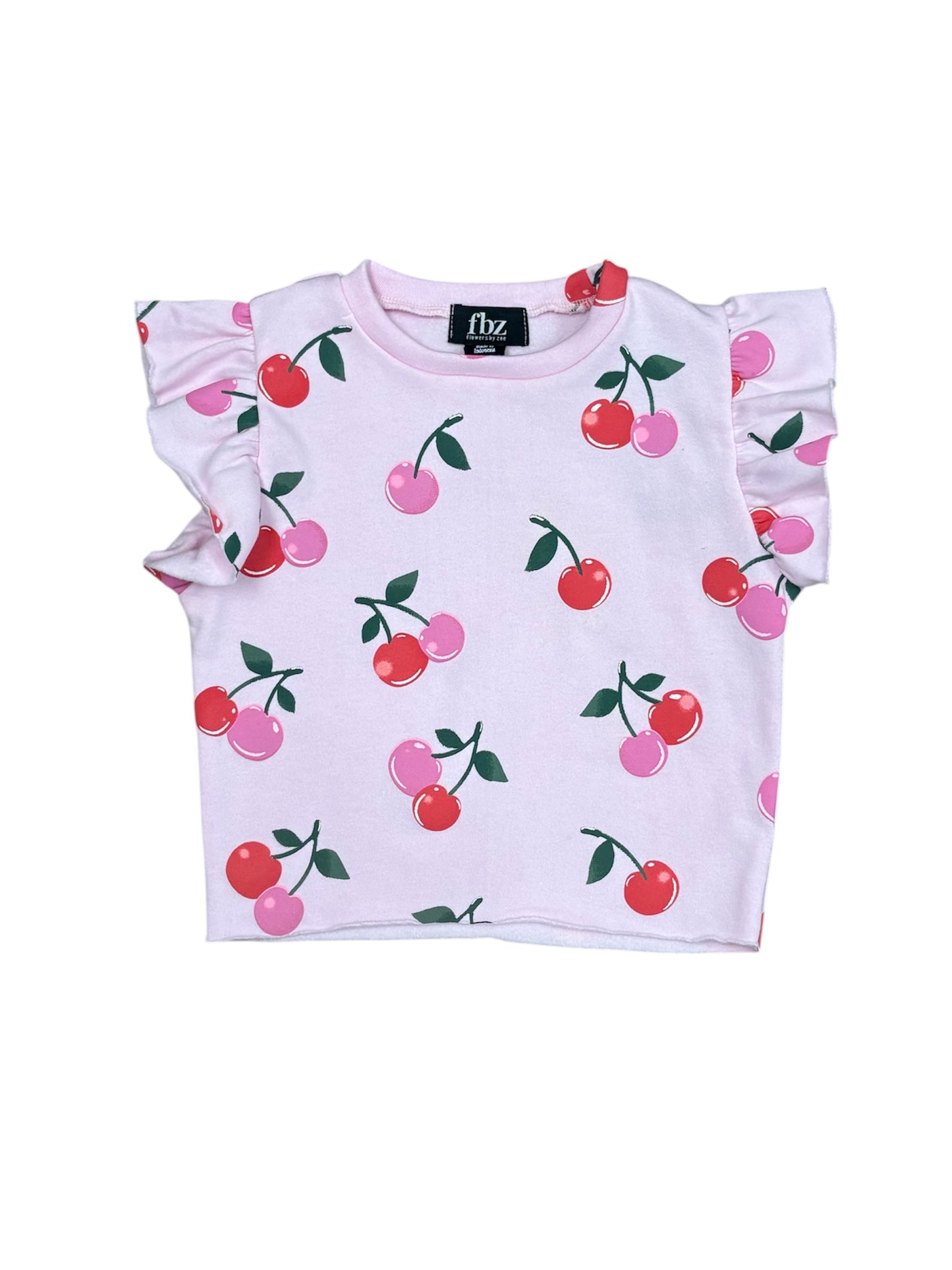 Pink Cherry Ruffle Tee
