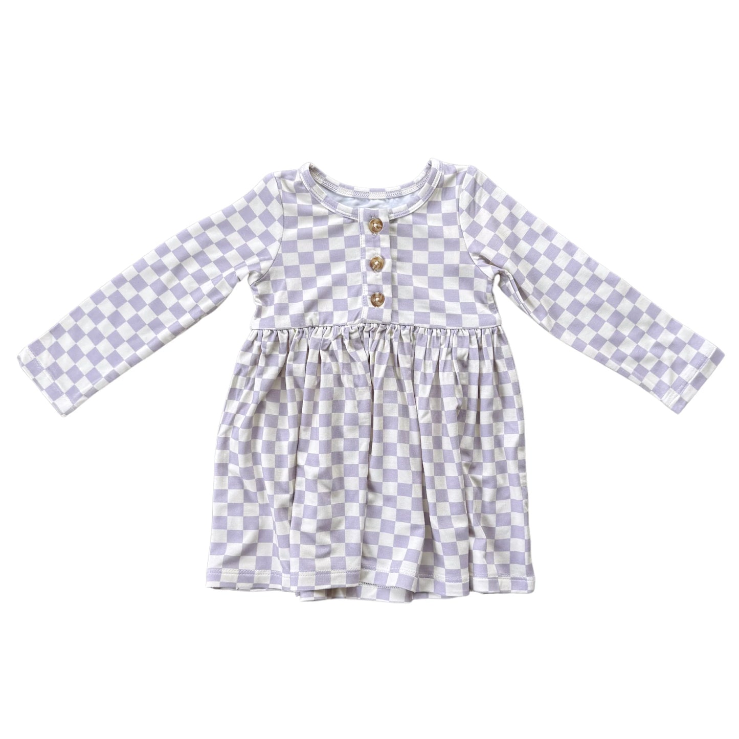 Lavender Checkered LS Dress